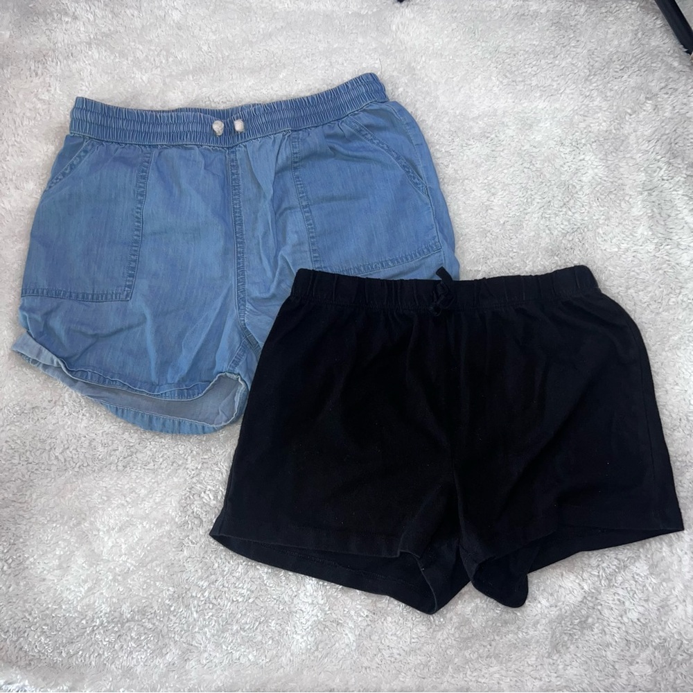 Girls Size 14 Shorts 2 Pair Set Blue & Black There Abouts & Children’s Place